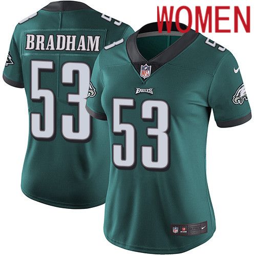 Women Philadelphia Eagles 53 Nigel Bradham Nike Midnight Green Vapor Limited NFL Jersey